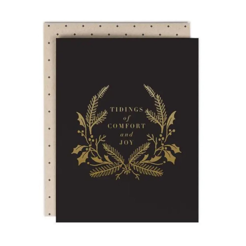 SET OF 6 - Tidings of Comfort and Joy Wreath Card Stationary